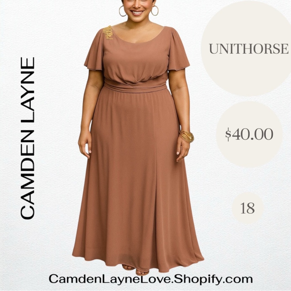 Elegant Orange One Shoulder Flutter Sleeve Maxi Dress